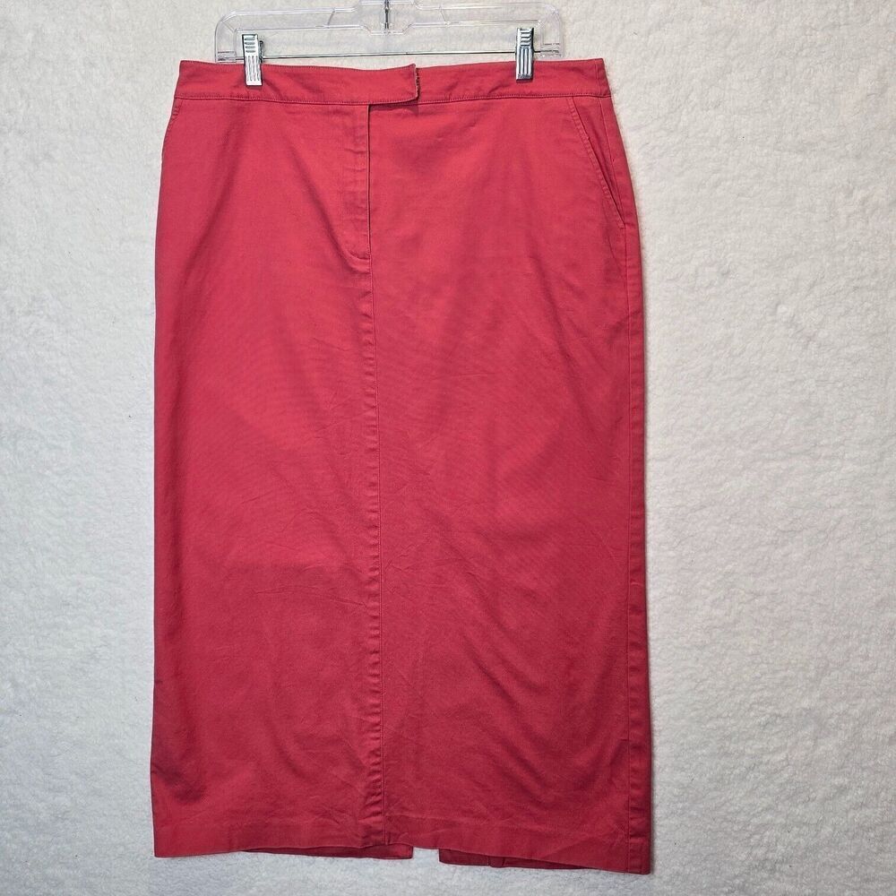 Evan Womens Pencil Skirt 14 Midi Coral Pink‎ Minimalist Teacher Preppy Academia